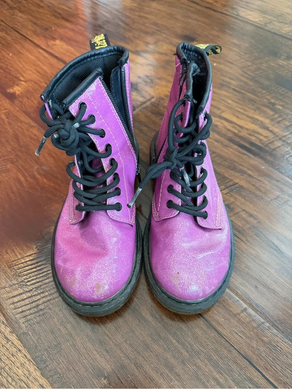 Dr. Martens Kids Purple Glitter Lace-Up Boots